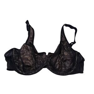Wacoal Bra Womens 44C Black Lace Balconette Underwire Unlined Full Coverage
